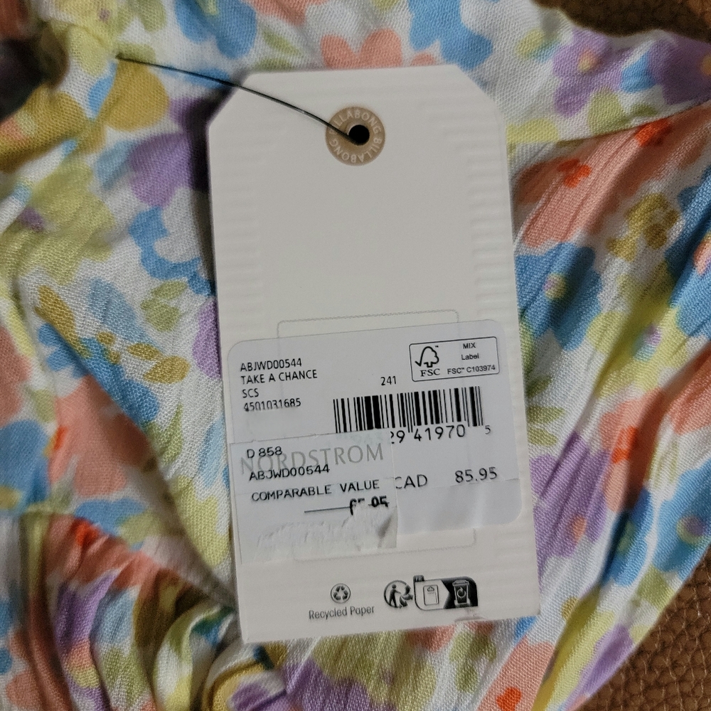 Billabong Take A Chance Babydoll Dress Salt Crystal Women's Size Small - Picture 8 of 8